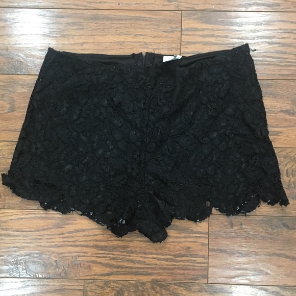 Paper Crane Pants - Black Lace Zip Up Shorts